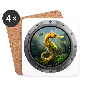 Seahorse Animal - 5 - Coasters (set of 4) - white - Front