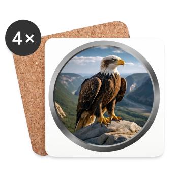 Eagle Animal - 4 - Coasters (set of 4) - white - Front