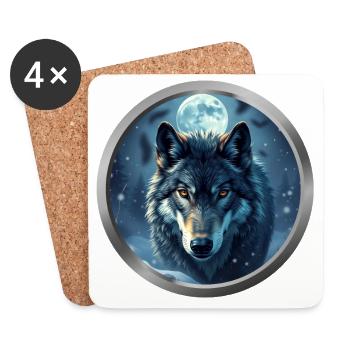 Wolf Animal - 5 - Coasters (set of 4) - white - Front