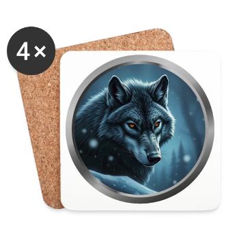 Wolf Animal - 6 - Coasters (set of 4) - white - Front