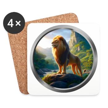 Lion Animal - 6 - Coasters (set of 4) - white - Front