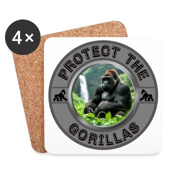 Protect the Gorillas - Coasters (set of 4) - white - Front