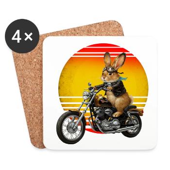 A rabbit on a Motocycle - Coasters (set of 4) - white - Front