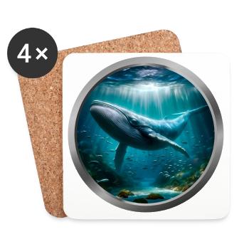 Humpback Whale - 2 - Coasters (set of 4) - white - Front
