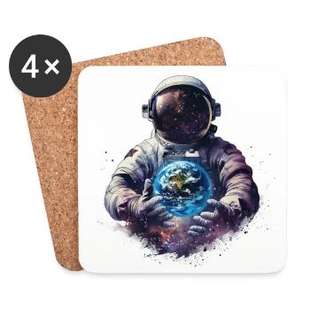 Astronaut holds Earth in his hands - Coasters (set of 4) - white - Front