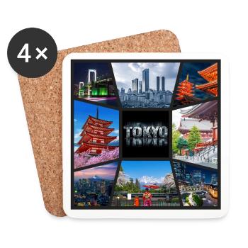 Tokio Japan Asien Collage Skyline Stadt Metropole - Untersetzer (4er-Set) - Weiß - Vorne