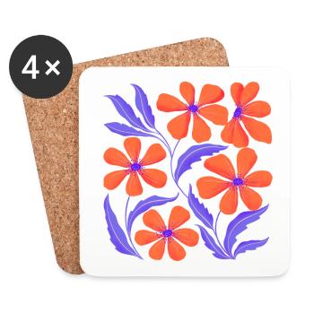 Blumen Dekor. Personalisierbar - Untersetzer (4er-Set) - Weiß - Vorne