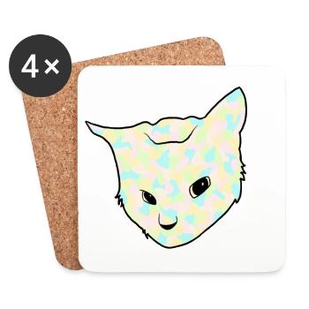 Neugierige Opalkatze - Untersetzer (4er-Set) - Weiß - Vorne