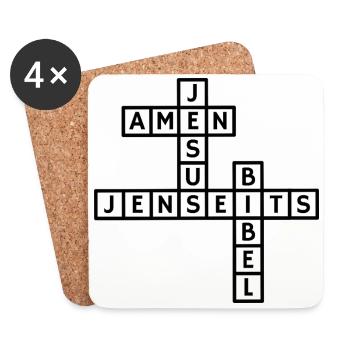 Conception de puzzle de mots croisés Jésus - Dessous de verre (lot de 4) - blanc - Devant