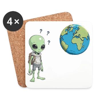 Alien and Earth - Coasters (set of 4) - white - Front