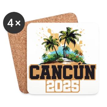 Cancun 2025 Palmen - Untersetzer (4er-Set) - Weiß - Vorne