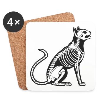 Chat squelette – Sombre, élégant et fascinant - Dessous de verre (lot de 4) - blanc - Devant