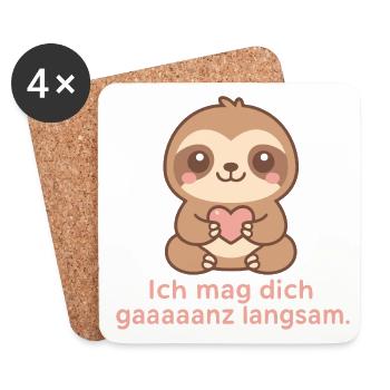 Ich mag dich gaaaanz langsam – Sloth Love Shirt - Untersetzer (4er-Set) - Weiß - Vorne