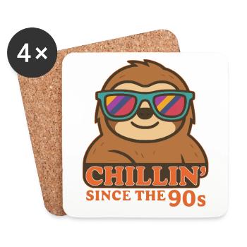 Chillin’ since the 90s – Retro Faultier Shirt - Untersetzer (4er-Set) - Weiß - Vorne