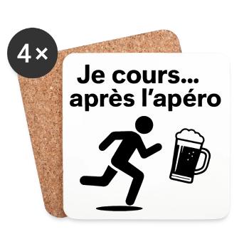 Je cours... après l'apéro - Dessous de verre (lot de 4) - blanc - Devant