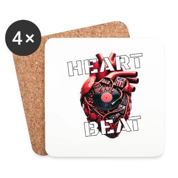 Battement de cœur original / T-shirt / Coeur / Techno - Dessous de verre (lot de 4) - blanc - Devant