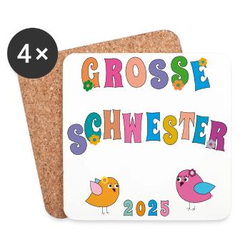 große Schwester - Untersetzer (4er-Set) - Weiß - Vorne