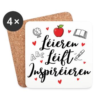 Lehren, lieben, inspirieren – Geschenk für Lehrer - Untersetzer (4er-Set) - Weiß - Vorne