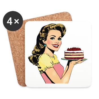 Backen Torte Backkönigin Backfee Bäckerin Pop Art - Untersetzer (4er-Set) - Weiß - Vorne