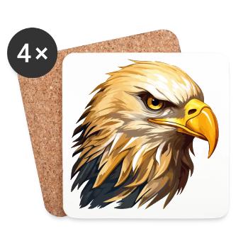 Eagle Head Eagle Head Bird of Prey Bird of Prey Animal Nature - Coasters (set of 4) - white - Front