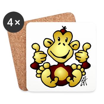 Singe - Dessous de verre (lot de 4) - blanc - Devant