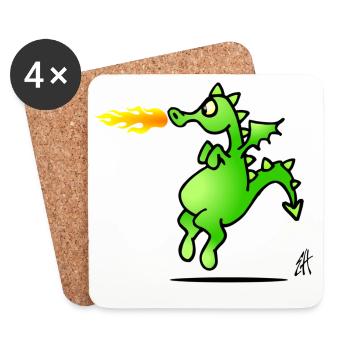 Drachen - Untersetzer (4er-Set) - Weiß - Vorne