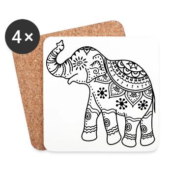 elephant - Coasters (set of 4) - white - Front