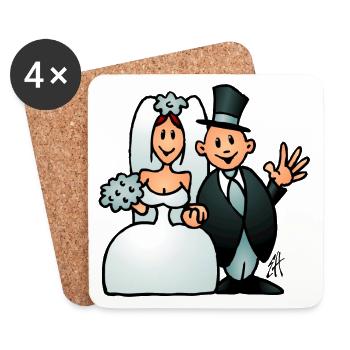 Hochzeit - Untersetzer (4er-Set) - Weiß - Vorne