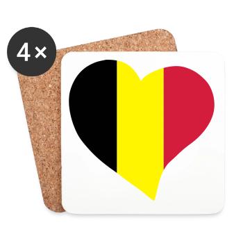 Belgian heart - Coasters (set of 4) - white - Front