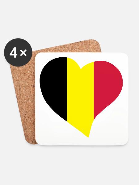 Belgian heart - Coasters (set of 4) - white