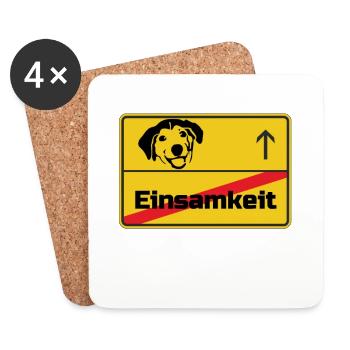 Ortsschild Hund Hunde Tier Haustier Liebe Geschenk - Untersetzer (4er-Set) - Weiß - Vorne