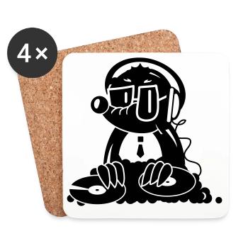 the Mole as a DJ - Coasters (set of 4) - white - Front