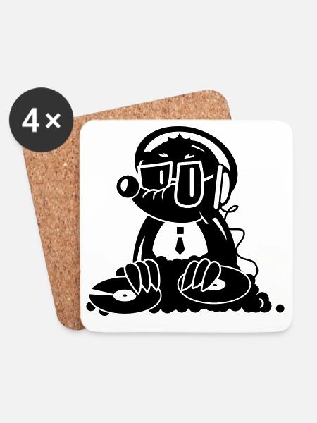 the Mole as a DJ - Coasters (set of 4) - white