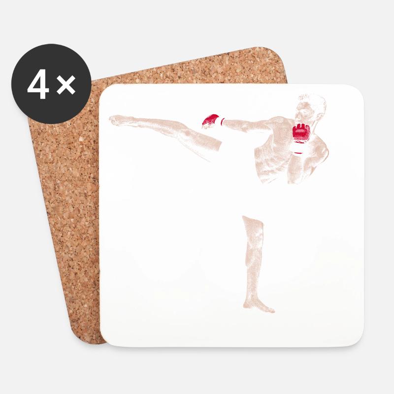 Kickboxer - Untersetzer (4er-Set) - Weiß