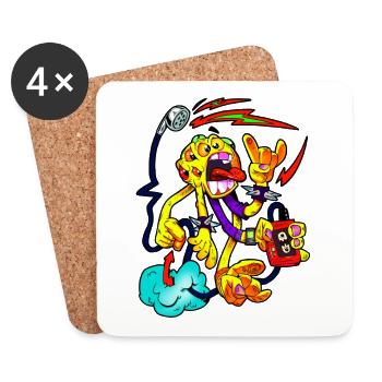 Punkiges Monster Chaos mit Gitarre - Untersetzer (4er-Set) - Weiß - Vorne