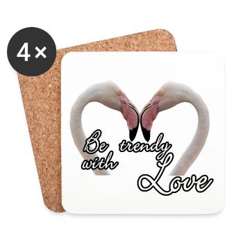 Be trendy with Love - Flamingos Geschenk - Untersetzer (4er-Set) - Weiß - Vorne