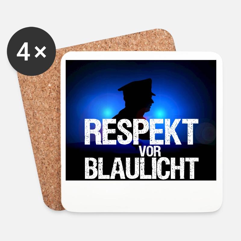 Blaulicht Respekt - Polizei, Polizist, Geschenk - Untersetzer (4er-Set) - Weiß