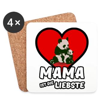 Mama ist die Liebste - Mutter, Muttertag, Geschenk - Untersetzer (4er-Set) - Weiß - Vorne