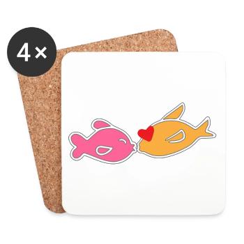poissons baiser - Dessous de verre (lot de 4) - blanc - Devant