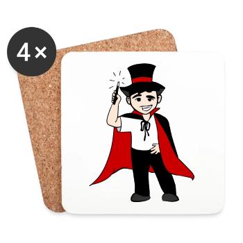 funny wizard with magic wand - Coasters (set of 4) - white - Front