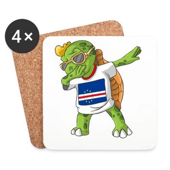 Cabo Verde tortue tamponnant - Dessous de verre (lot de 4) - blanc - Devant