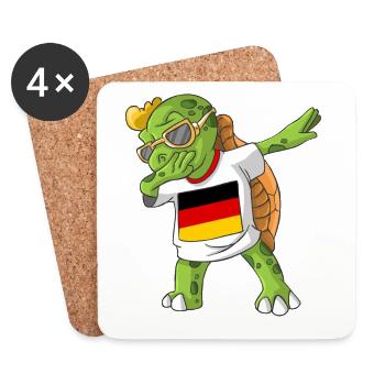 Allemagne tortue tamponnant - Dessous de verre (lot de 4) - blanc - Devant