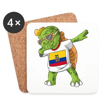 Equateur tortue tamponnant - Dessous de verre (lot de 4) - blanc - Devant