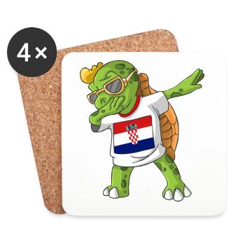 Croatie tortue tamponnant - Dessous de verre (lot de 4) - blanc - Devant