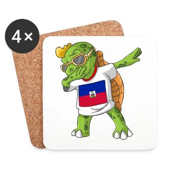 Haïti tortue tamponnant - Dessous de verre (lot de 4) - blanc - Devant