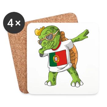 Portugal tortue tamponnant - Dessous de verre (lot de 4) - blanc - Devant