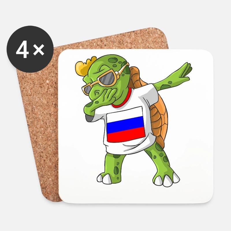 Russland Dabbing Schildkröte - Untersetzer (4er-Set) - Weiß