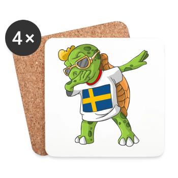 Schweden Dabbing Schildkröte - Untersetzer (4er-Set) - Weiß - Vorne