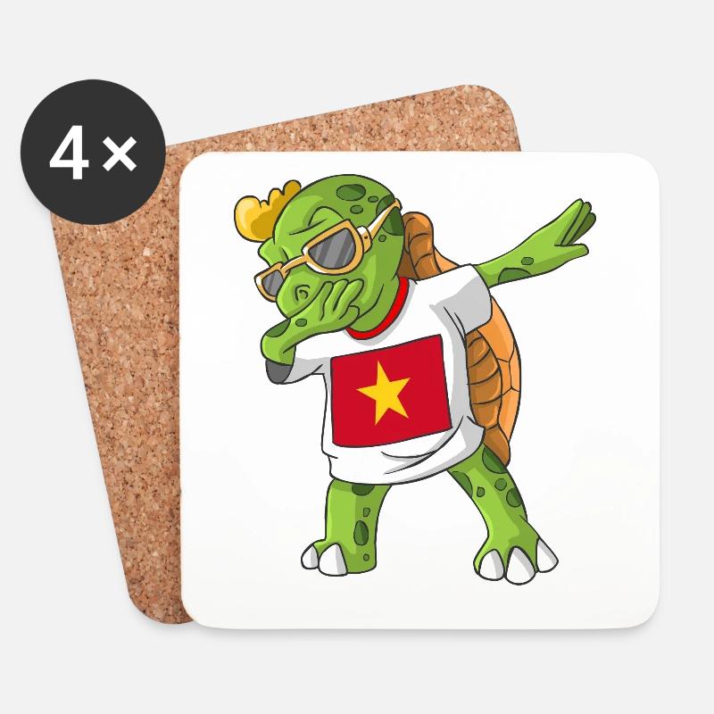Vietnam Dabbing Schildkröte - Untersetzer (4er-Set) - Weiß