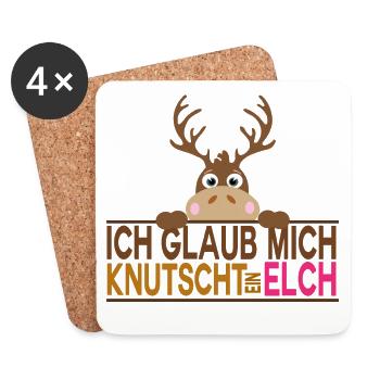 Ich glaub mich knutscht ein Elch - Untersetzer (4er-Set) - Weiß - Vorne